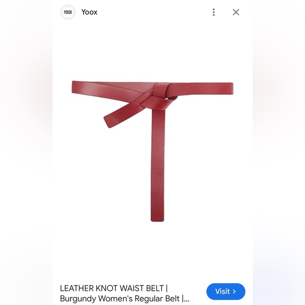 8 by YOOX Burgundy Leather Knot Waist Belt - Picture 4 of 9